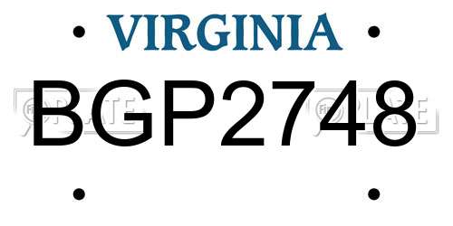 BGP2748 Virginia License Plate