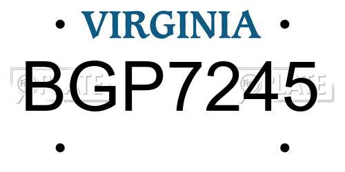 BGP7245 Virginia License Plate