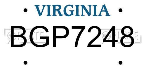 BGP7248 Virginia License Plate