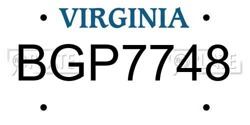BGP7748 Virginia License Plate
