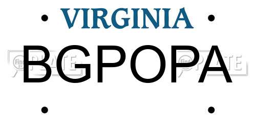 BGPOPA Virginia License Plate