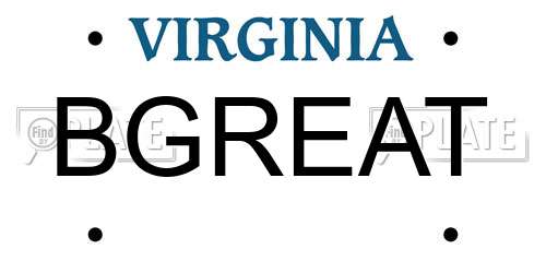 BGREAT Virginia License Plate