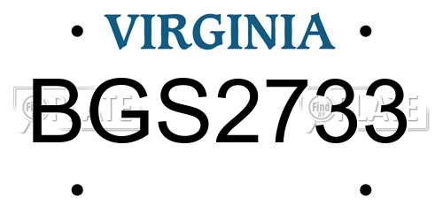 BGS2733 Virginia License Plate