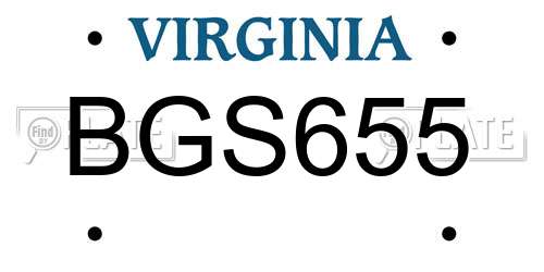 BGS655 Virginia License Plate