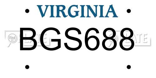 BGS688 Virginia License Plate