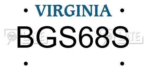 BGS68S Virginia License Plate