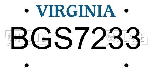 BGS7233 Virginia License Plate