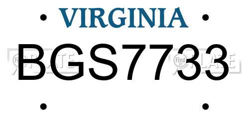 BGS7733 Virginia License Plate