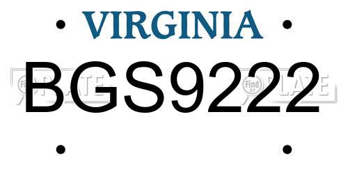 BGS9222 Virginia License Plate