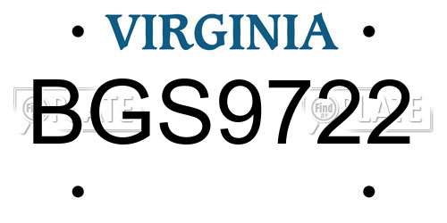BGS9722 Virginia License Plate