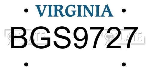BGS9727 Virginia License Plate