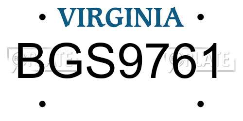 BGS9761 Virginia License Plate