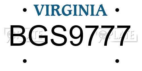 BGS9777 Virginia License Plate