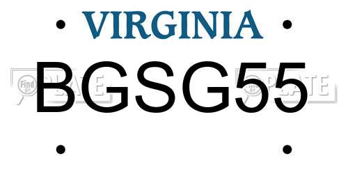 BGSG55 Virginia License Plate