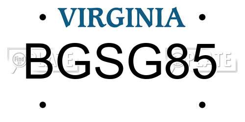BGSG85 Virginia License Plate