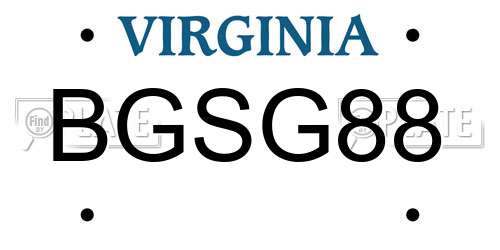 BGSG88 Virginia License Plate