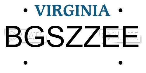 BGSZZEE Virginia License Plate