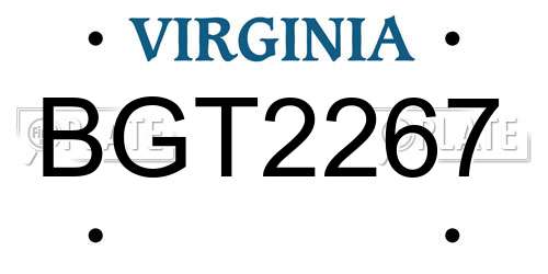 BGT2267 Virginia License Plate