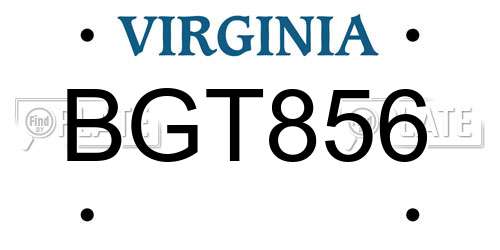 BGT856 Virginia License Plate