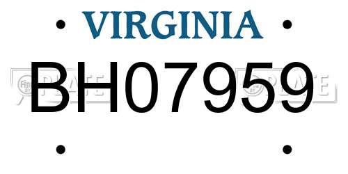 BH07959 Virginia License Plate