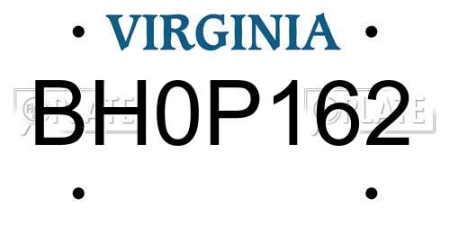 BH0P162 Virginia License Plate