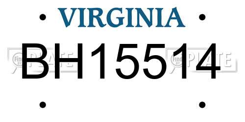 BH15514 Virginia License Plate