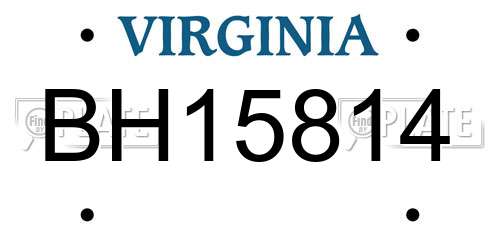 BH15814 Virginia License Plate