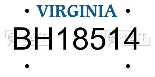 BH18514 Virginia License Plate