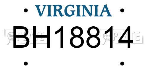 BH18814 Virginia License Plate