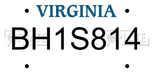BH1S814 Virginia License Plate