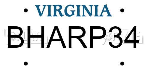 BHARP34 Virginia License Plate