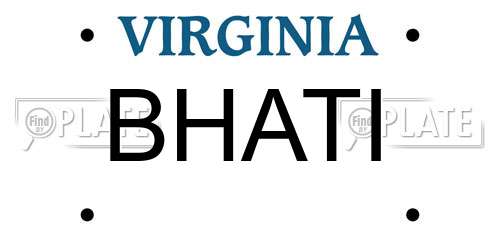 BHATI Virginia License Plate