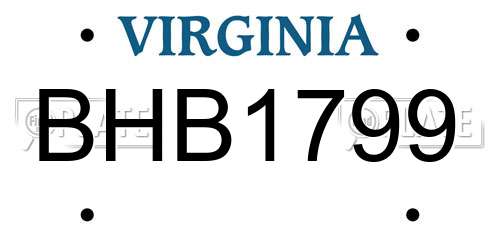 BHB1799 Virginia License Plate