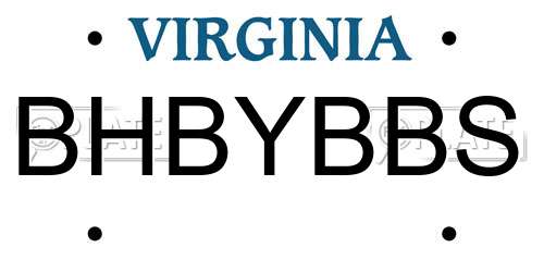BHBYBBS Virginia License Plate