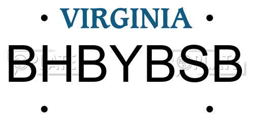 BHBYBSB Virginia License Plate
