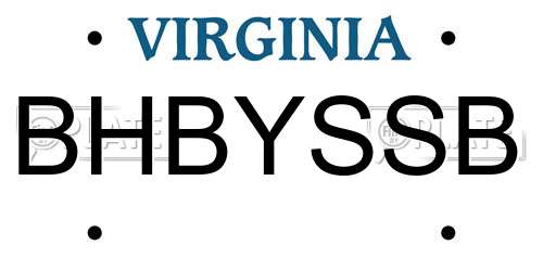 BHBYSSB Virginia License Plate
