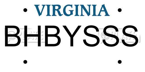 BHBYSSS Virginia License Plate