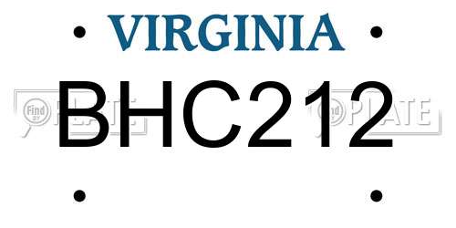 BHC212 Virginia License Plate