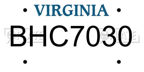BHC7030 Virginia License Plate