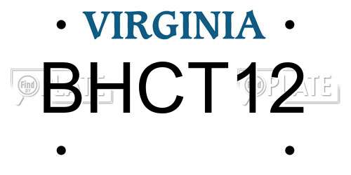 BHCT12 Virginia License Plate