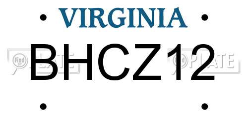 BHCZ12 Virginia License Plate