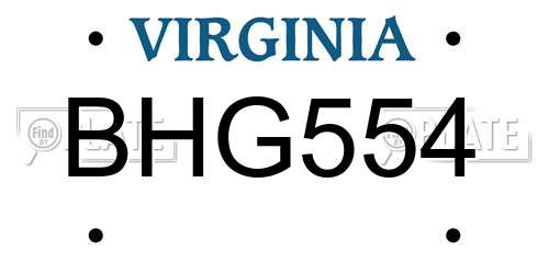 BHG554 Virginia License Plate