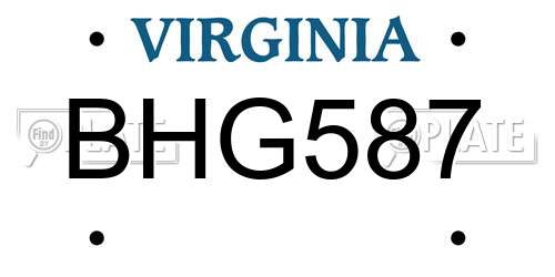 BHG587 Virginia License Plate
