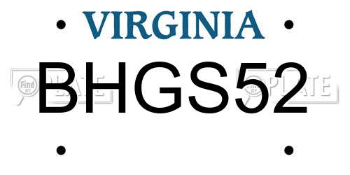 BHGS52 Virginia License Plate