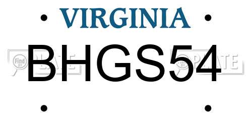 BHGS54 Virginia License Plate