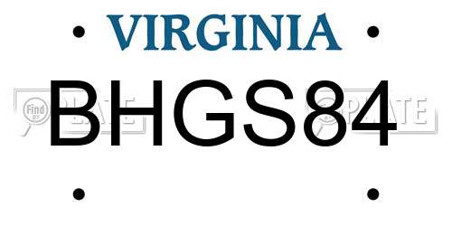 BHGS84 Virginia License Plate