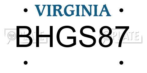 BHGS87 Virginia License Plate