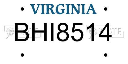 BHI8514 Virginia License Plate
