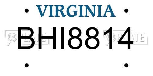 BHI8814 Virginia License Plate