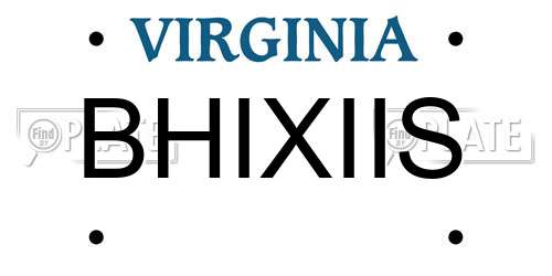 BHIXIIS Virginia License Plate